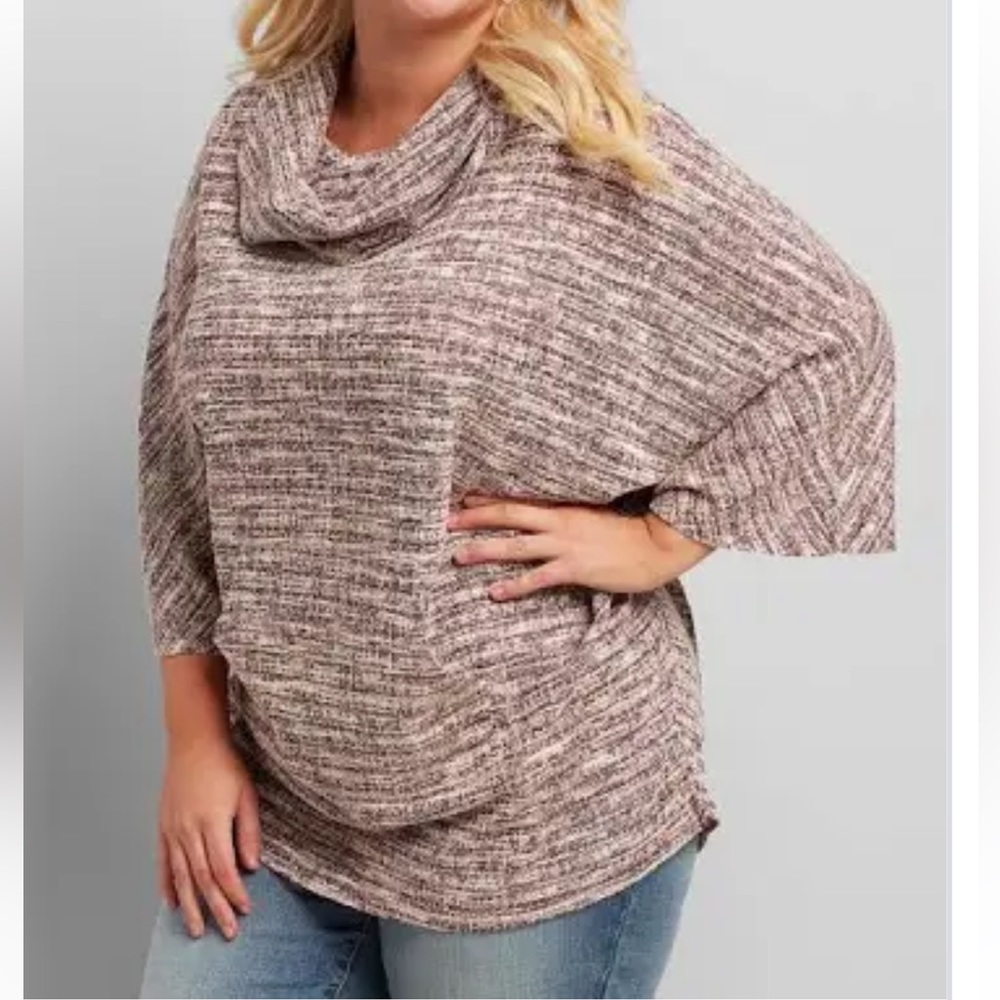 Lane Bryant Size 18/20 Cowl Neck Maroon Poncho with Kangaroo Pocket